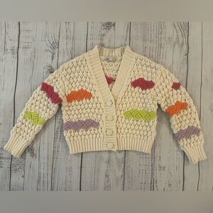 Zara Colorful Cable Knit Women's Cottagecore Sweater Chunky Button Size Medium